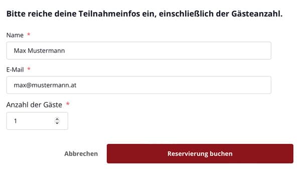 Reservierungsformular